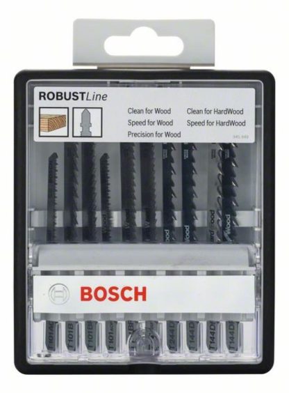Bosch Pro 10tlg. Stichsägeblatt-Set Robust Line Wood Expert zum Sägen in Holz