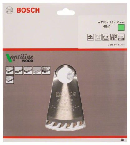 Bosch Zubehör 2608640617 Kreissägeblatt Optiline Wood 190 x 30 x 2,6 mm, 48