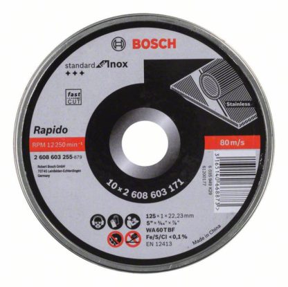 BOSCH Trennscheibe gerade Standard für Inox - Rapido WA 60 T BF, 125 mm