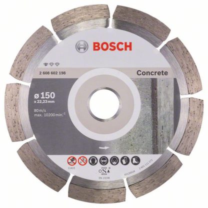 BOSCH Diamanttrennscheibe Standard für Concrete, 150 x 22,23 x 2 x 10 mm