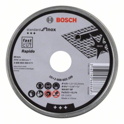 BOSCH Trennscheibe gerade Standard für Inox - Rapido WA 60 T BF, 115 mm