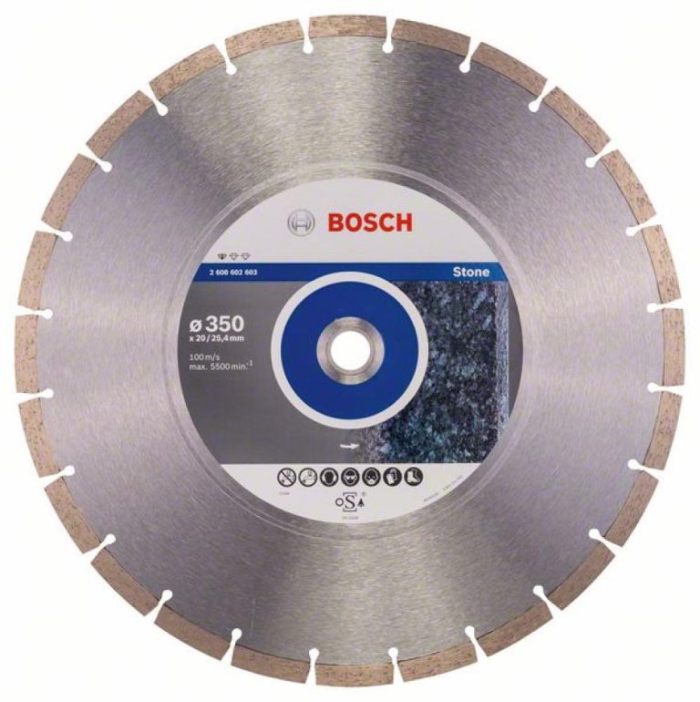 BOSCH Diamanttrennscheibe Professional für Stone, 350 x 20,00 und 25,40 x 3,1 x 10 mm, 2608602603
