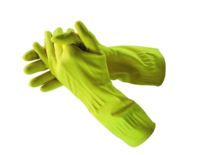 Handschuhe Latex Velourisiert Gelb