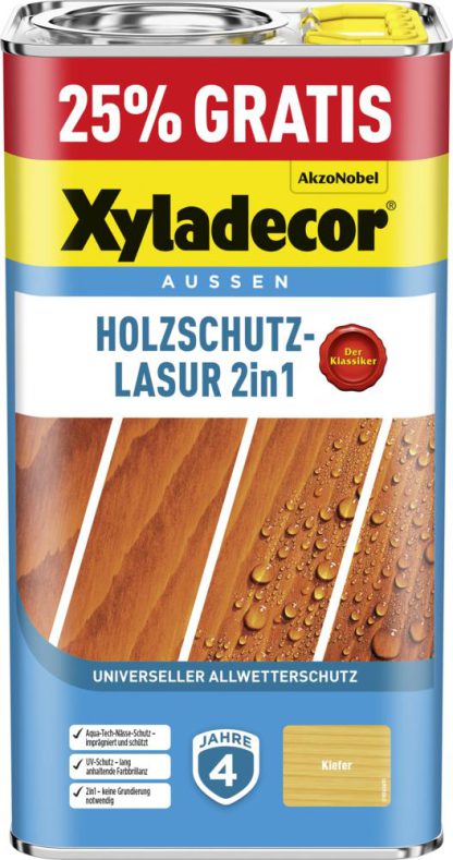 Xyladecor Holzschutzlasur 2in1 Aussen, 5 Liter, Farbton Kiefer