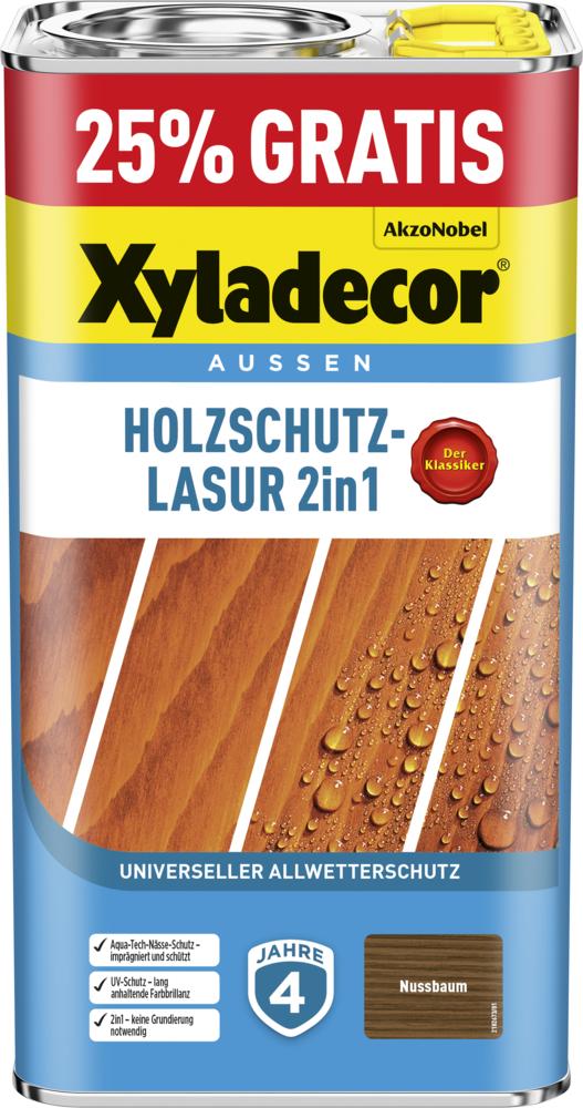 Xyladecor Holzschutzlasur 2in1 Aussen, 5 Liter, Farbton Nussbaum