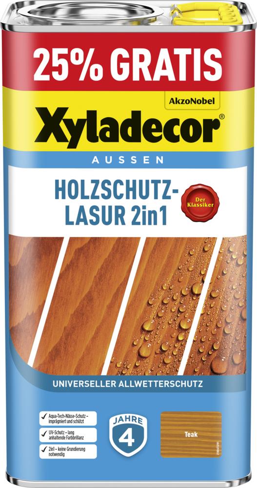 Xyladecor Holzschutzlasur 2in1 Aussen, 5 Liter, Farbton Teak
