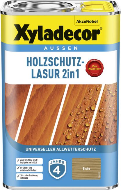 Xyladecor 5614869 Eiche Holzschutzlasur 2in1 4L lh