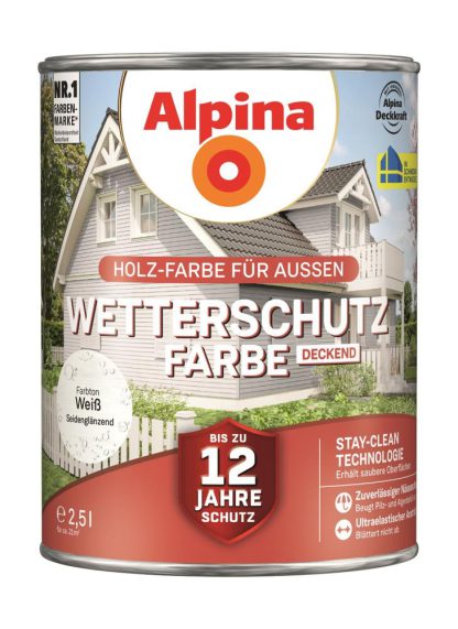 Alpina Wetterschutz-Farbe deckend weiß 2,5L - 951202