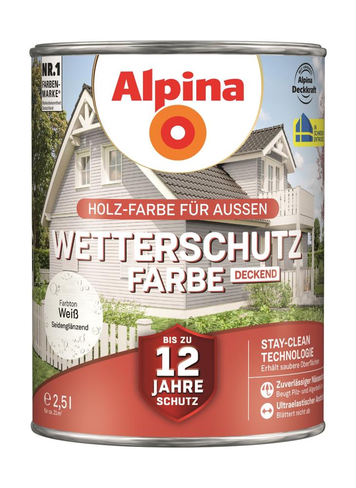 Alpina Wetterschutz-Farbe deckend weiß 2,5L - 951202