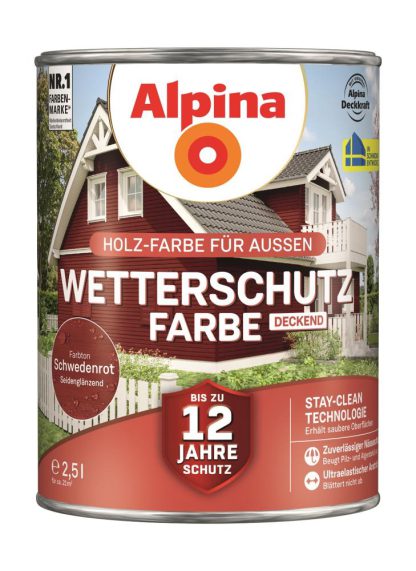 Alpina Wetterschutz-Farbe deckend schwedenrot 2,5L - 951207