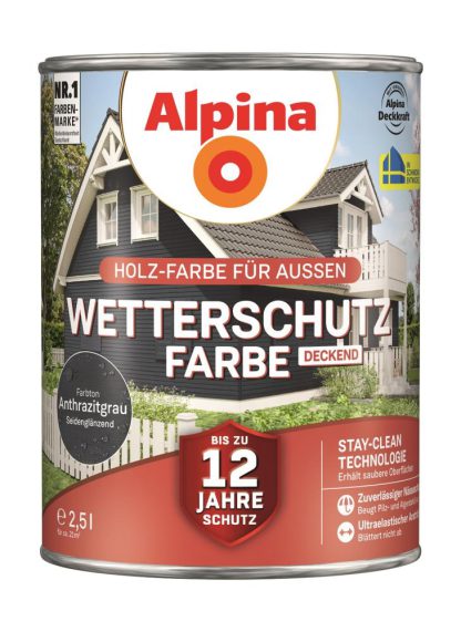 Alpina Wetterschutz-Farbe deckend anthrazitgrau 2,5L - 951211