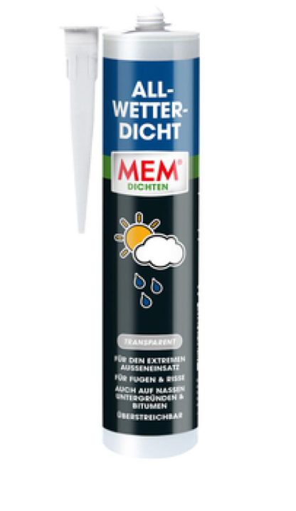MEM Allwetter-Dicht, Lösemittelhaltiger Spezialdichtstof, Perfekt für den Extremen Außeneinsatz, Transparent, 300 ml