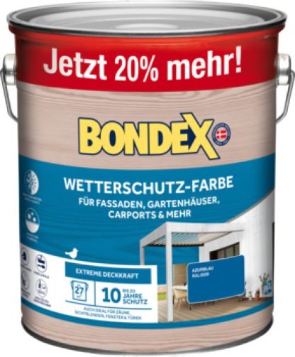 Bondex Wetterschutz Farbe Azurblau (RAL5009) 3 L