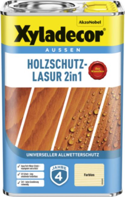 Xyladecor Holzschutz-Lasur 2 in 1, 4 Liter, Farblos