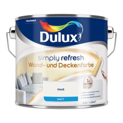 Dulux Simply Refresh Wand- und Deckenfarbe Weiss 2,5l 5700588