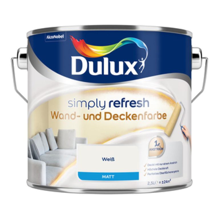 Dulux Simply Refresh Wand- und Deckenfarbe Weiss 2,5l 5700588