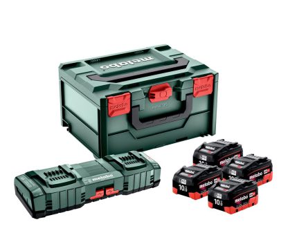 Metabo Basis Set 4X Akku 18 V 10,0 Ah LIHD + Doppelladegerät + metaBOX (685143000)