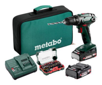 Metabo Akku-Bohrschrauber BS 18  602207930  18 V  Mit 32-teiliger Bit-Box  Inklusive zwei Akkus und Ladegerät