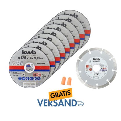 kwb 712032 - Diamanttrennscheiben Set für Winkelschleifer 125 mm x1,0, Metall und Stein