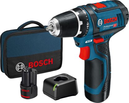 Bosch Professional 12V Akkuschrauber GSR 12V-15 (inkl. 2x 2.0Ah Akku, GAL 12V-20, 25-tlg.-Bit-Set, in Tasche
