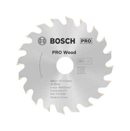 Bosch Professional Kreissägeblatt Optiline Wood Ø 85mm, 20 Z 2608643071