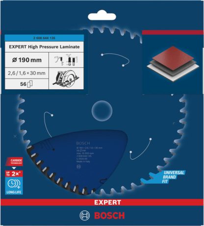 EXPERT High Pressure Laminate Kreissägeblatt, 190x2,6/1,6x30 mm, Z56 - 2608644135