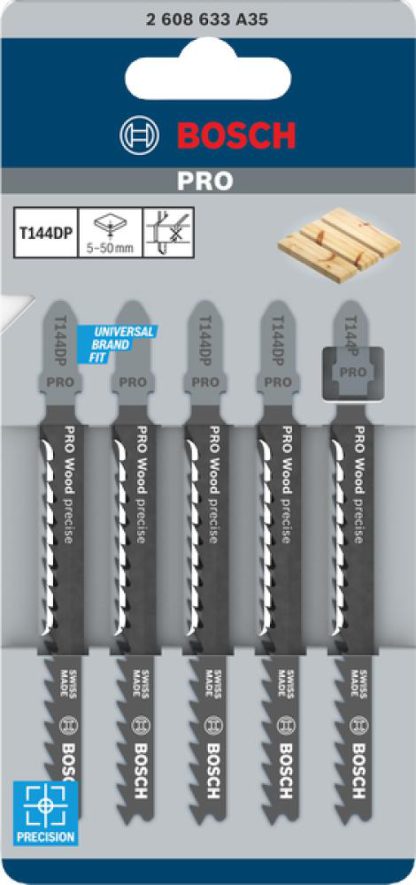 PRO Wood precise T144DP Stichsägeblatt, 100 mm, 5-tlg. - 2608633A35
