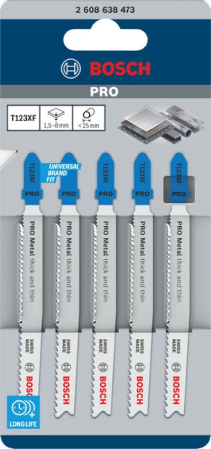 PRO Metal thick and thin T123XF Stichsägeblatt, 100 mm, 5-tlg. - 2608638473