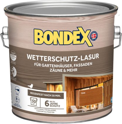 Bondex Wetterschutz Lasur Teak 2,5 L
