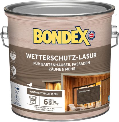 Bondex Wetterschutz Lasur Dunkelgrau 2,5 L