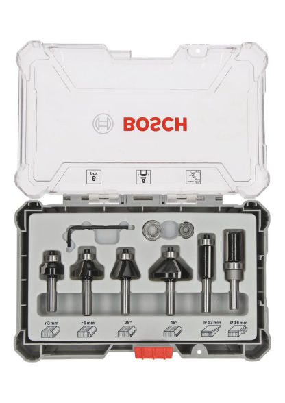 Bosch Professional 6tlg. Rand- und Kantenfräser Set 6mm Staft 2607017468