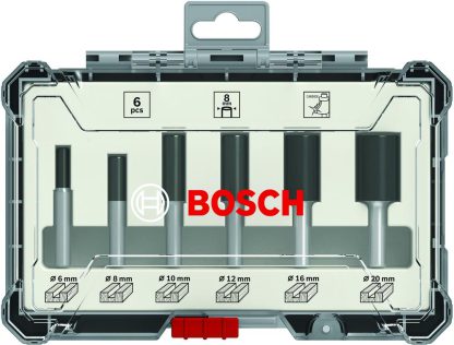 Bosch Professional 6tlg. Nutfräser Set (für Holz, für Oberfräsen mit 6 mm Schaft)