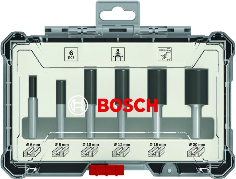 Bosch Professional 6tlg. Nutfräser Set (für Holz, für Oberfräsen mit 6 mm Schaft)
