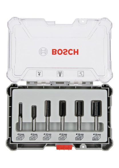 Bosch Professional 6tlg. Nutfräser Set (für Holz, für Oberfräsen mit 6 mm Schaft)