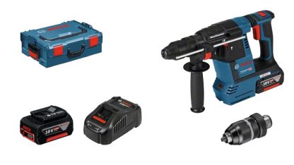 Bosch Professional Akku-Bohrhammer GBH 18V-26 F 2x6,0Ah und Ladegerät in L-Boxx 0611910002
