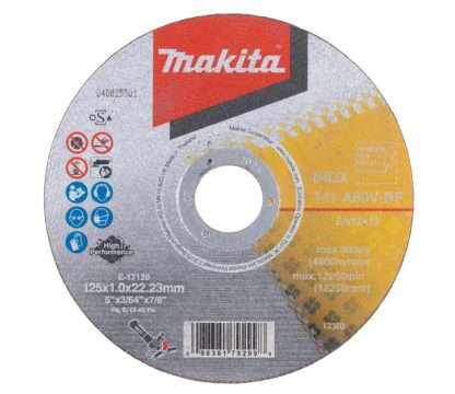Makita E-17120-12 Trennscheiben INOX 125 x 1,0 mm, 12 St?ck in Kunststoffdose, für Stahl, Edelstahl, extra d?nn, A60V-BF, EN12413