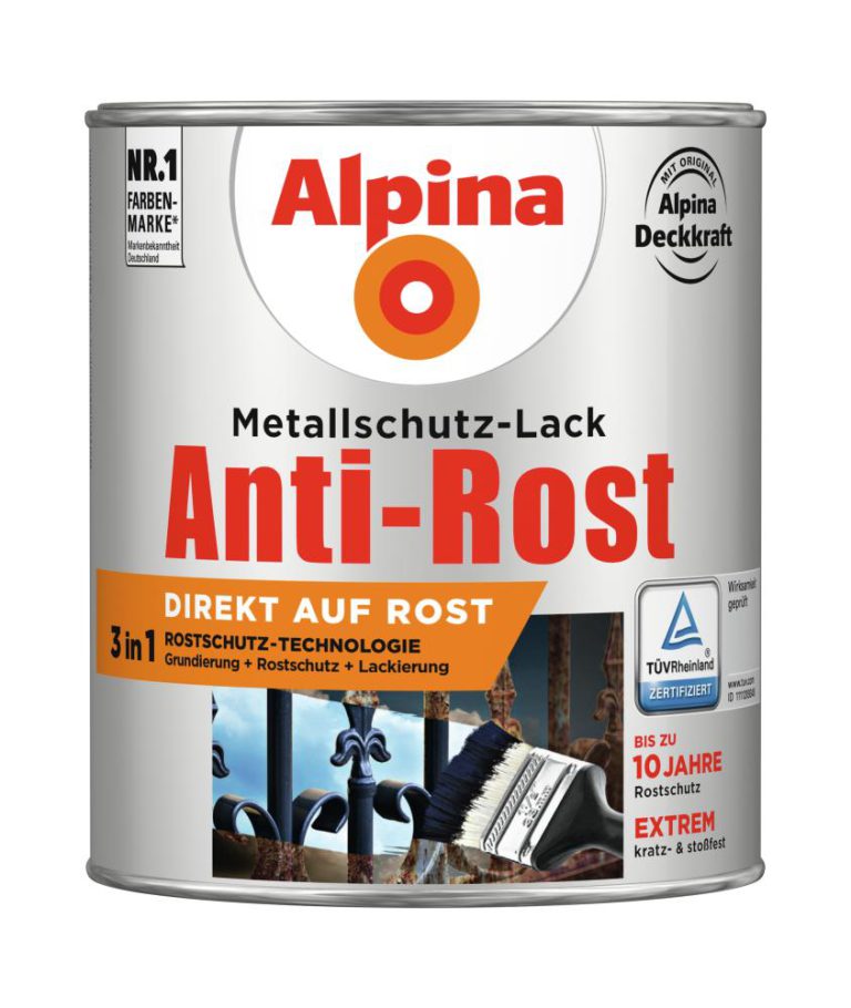 Alpina Metallschutzlack Anti-Rost Anthrazitgrau 750ml matt
